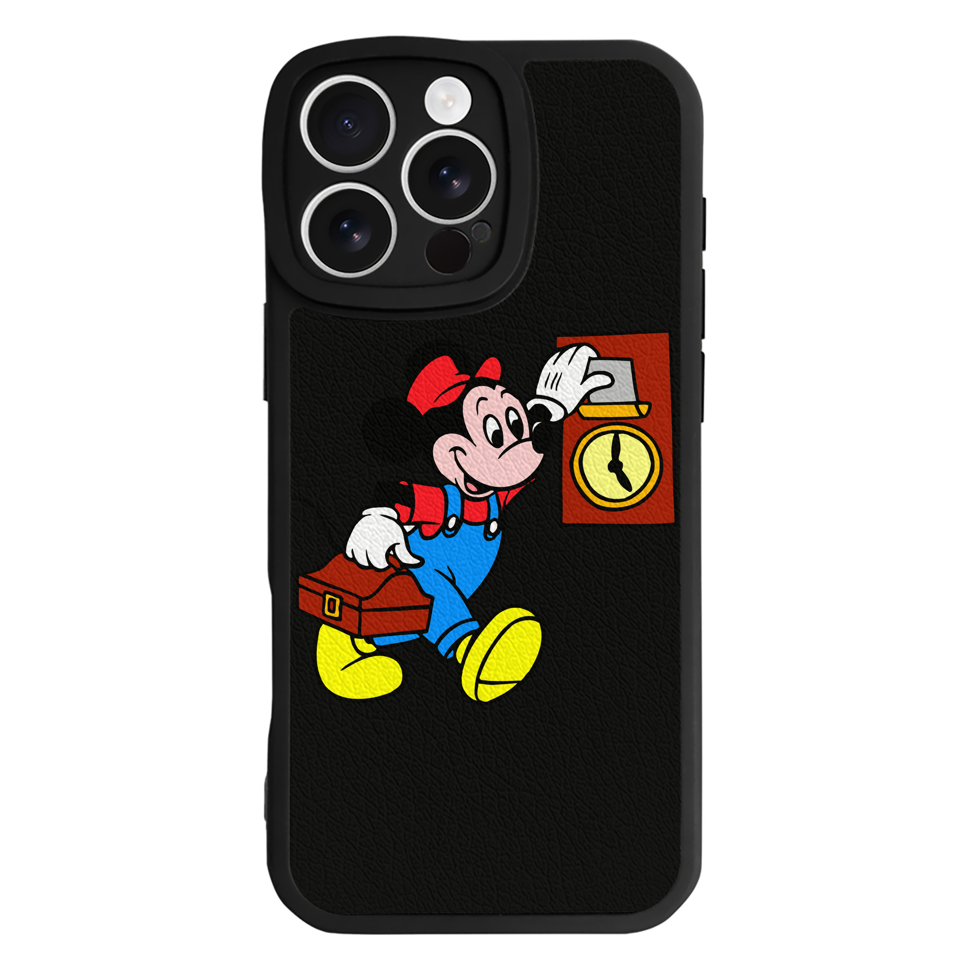 （画像用） ミッキーマウス Mickey Mouse 【iPhone 16シリーズ対応】シリコンスマホケース（レザー調） 材質：シリコン